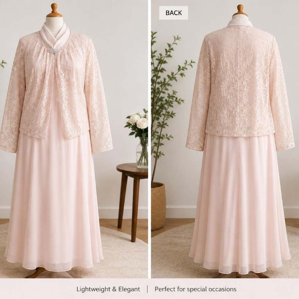 Pink Lace Dress and Jacket Set